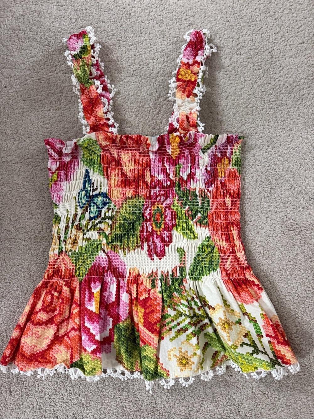 FARM Rio Girls Floral Smocked Tank Top size M